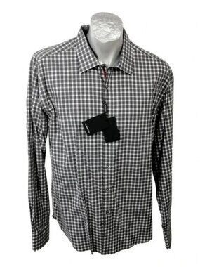Mens Shirt‎ Bugatchi Umo XXL Grey Black White New Tags